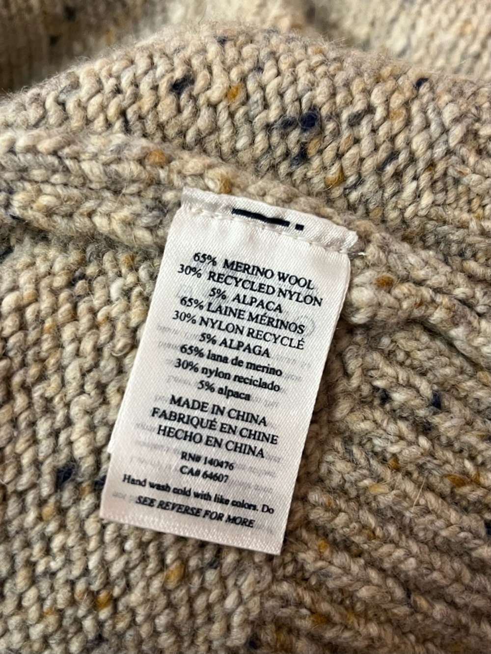 Faherty Oatcake Boone Sweater Merino Wool Alpaca Medium - Picture 12 of 12